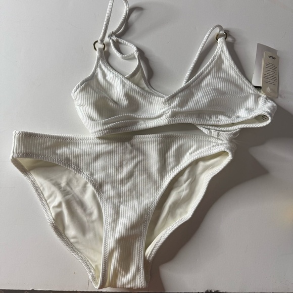 Aerie White Ribbed Bikini Set NWT - Picture 1 of 7